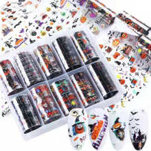 2021 Custom Halloween Starry Sky Patterns Nail Foil Transfer Paper Nail Stickers